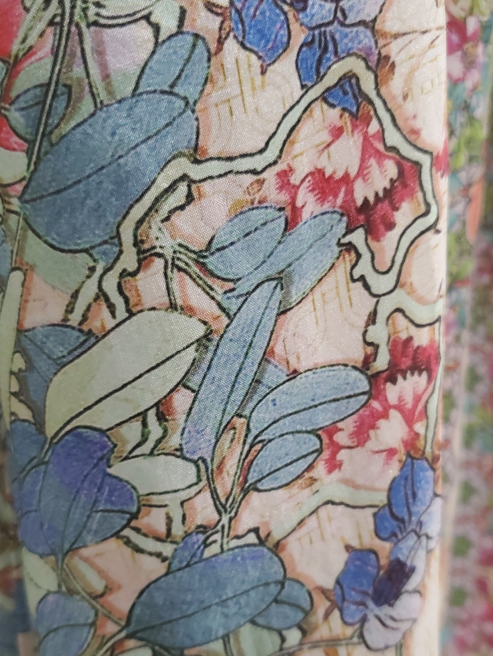 Johnny Was Cream Maxi Skirt with Pink, Blue & Green Floral Panels - Picture 7 of 11